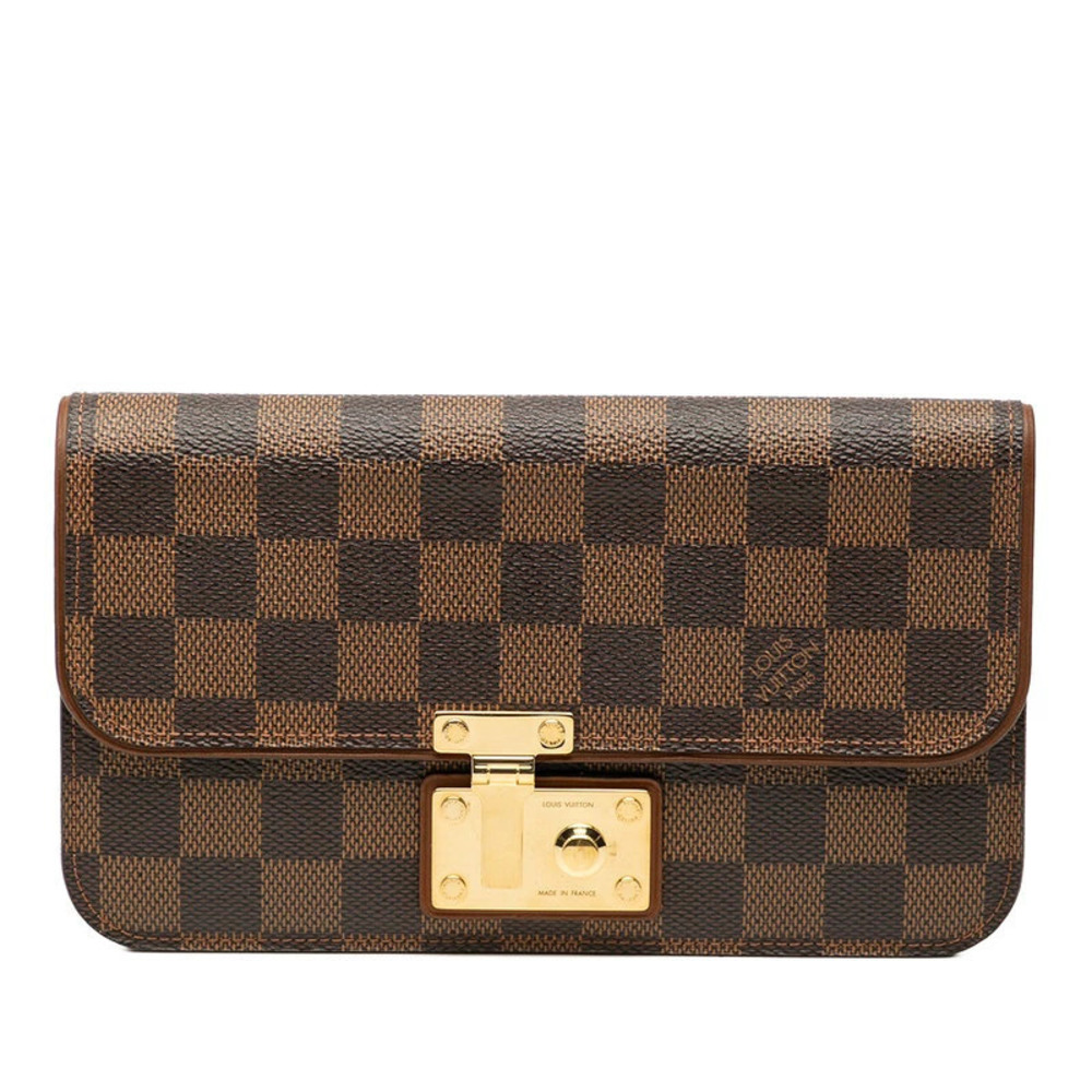Louis Vuitton Damier Portefeuille Ascot Long Wallet Brown Leather